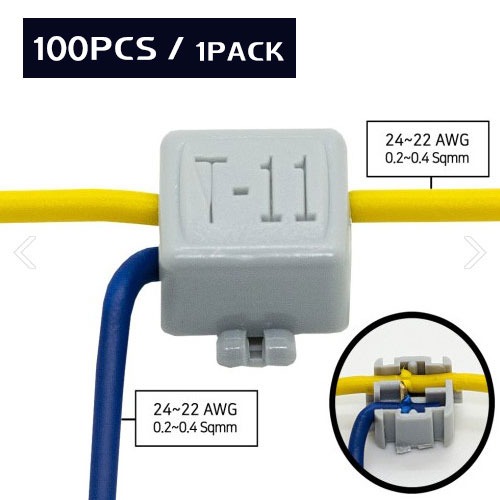 [알파오]무탈피 전선 커넥터 T-11 (100EA/PACK) / 전선규격 0.2-0.5㎟